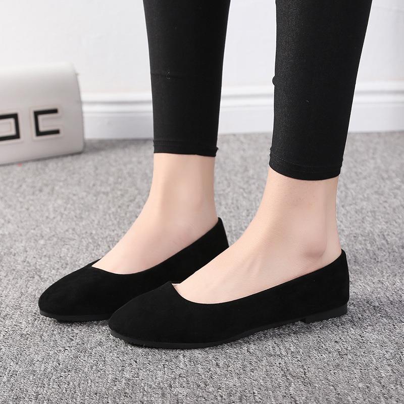 Spring and Autumn new suede Korean version pointed single shoes women's candy color flat women's shoes large size women