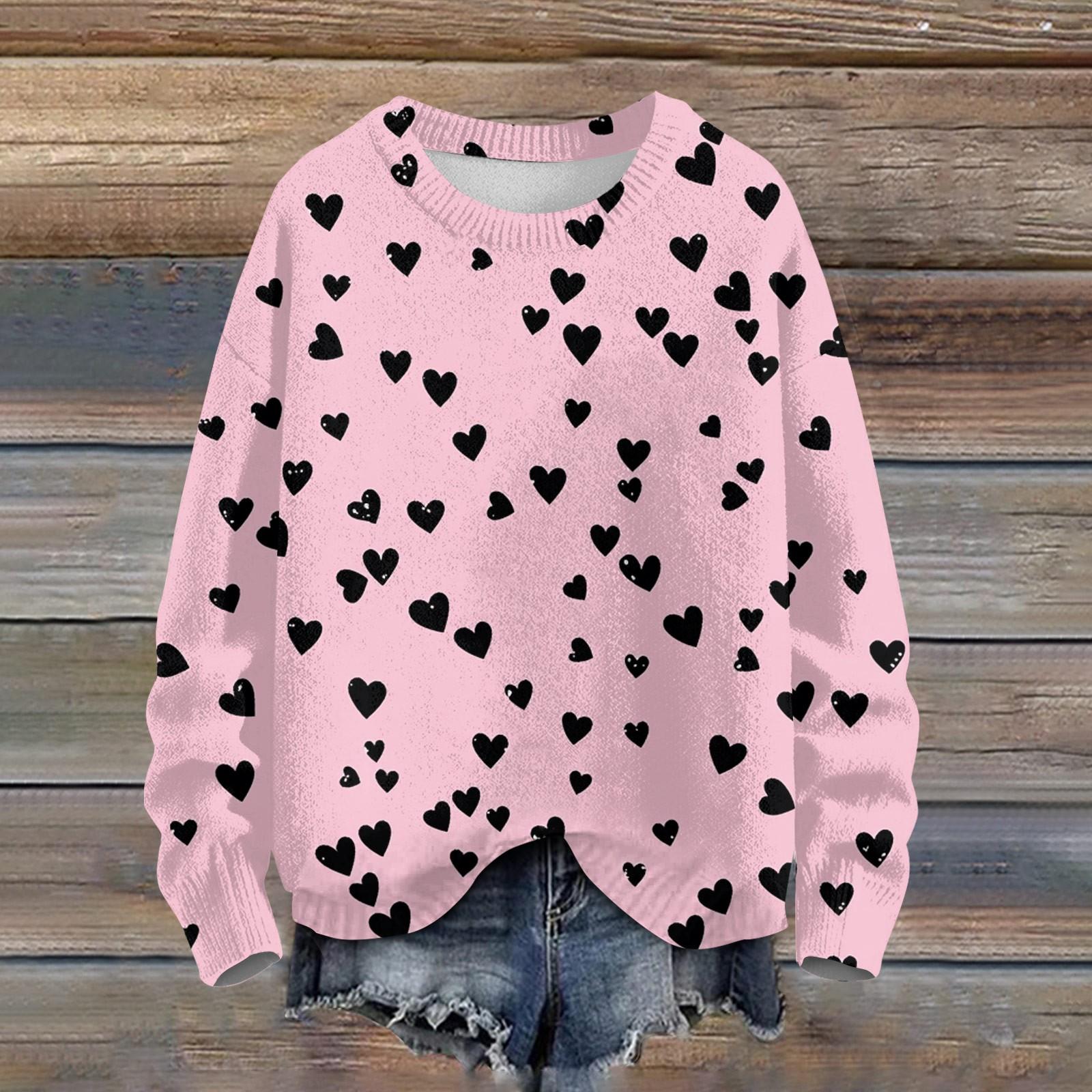 Свитшоты для женщин Вязаный свитер Милая рубашка Осенний круглый вырез Пуловер Топы L 2134₽