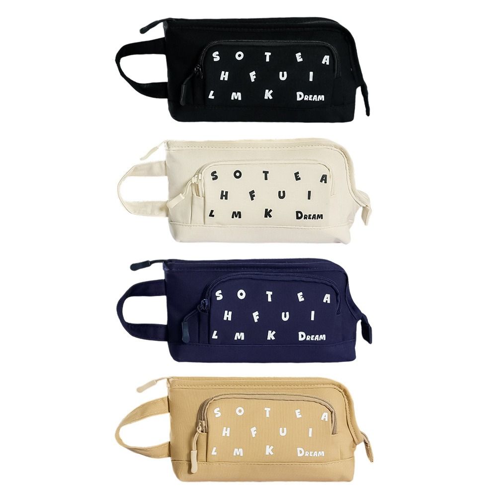 L-shape Large Opening Pen Bag Handheld Stationery Pouch Multi-functional Pencil Case  Students Gift