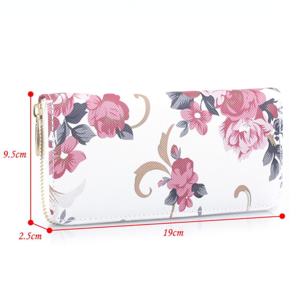 Portafoglio da donna con stampa di rose, borsa lunga alla moda con cerniera, pochette multi-carta, porta carte, portamonete