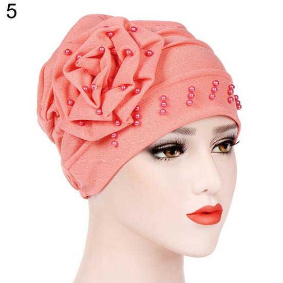 Fashion Flower Floral Beads Women Head Wrap Hat Head Protective Cover Case Gift
