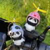 Motorcycle Handlebar Decoration Bike Electric Cute Panda Cartoon With Helmet Airscrew Ornaments Riding Equipment Accessories