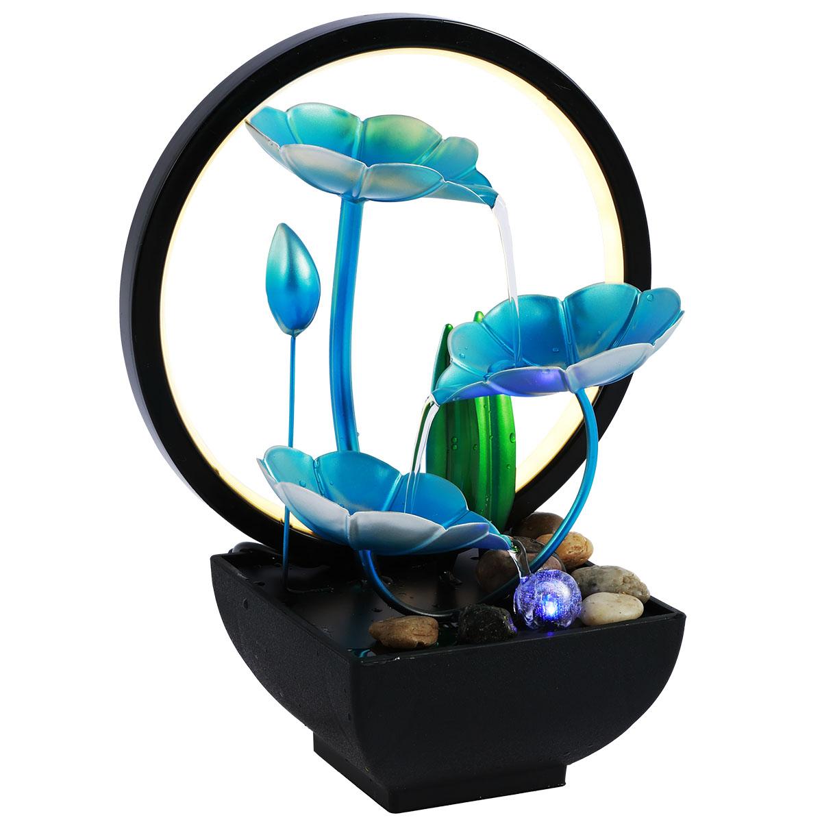 

Трехуровневые водные лиственные небольшие водопадные фонтаны Домашний декор Успокаивающая звуковая машина Настольные фонтаны со светодиодной кольцевой подсветкой Камни