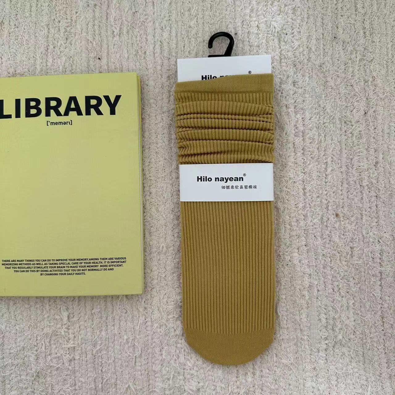 

Nanye New Product Vertical Pit Striped Stack Socks Solid Color High-Density Straight Board Without Heel Parent-Child Cotton Socks One size fits all