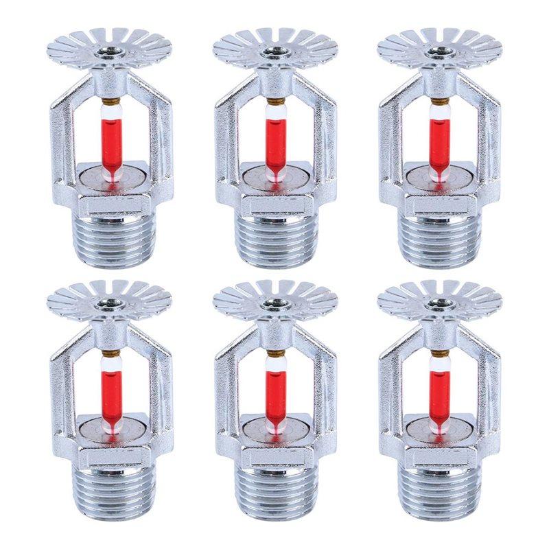 Premium-Fire Sprinkler Heads-6 Pcs Copper Chrome,1/2  NPT 155℉(68° C) Pendent Type Automatic Sprinkler Heads, Spray K80 Fast Res серебряный
