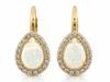 585 Gold Drop Earrings with White Opal and Cubic Zirconia, English Almonds