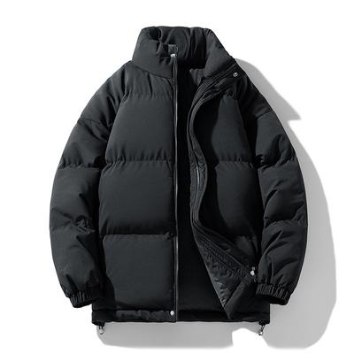 Autumn and Winter Men's Large Size Stand Collar Plus Velvet Thick Down Jacket