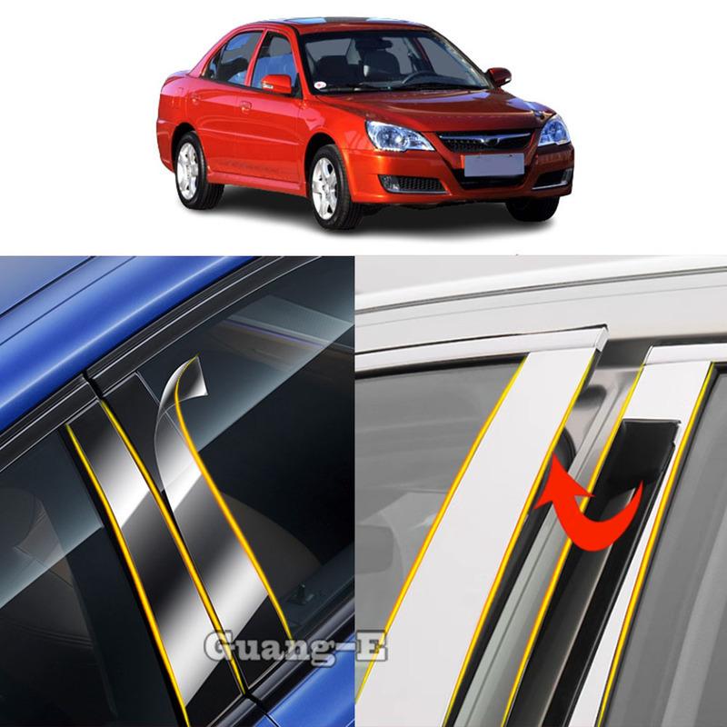 Car TPU/Glossy Mirror Pillar Post Cover For Mitsubishi Lancer Fortis EX 2006 2007 2008-2017 Door Trim Window Stickers 6pcs