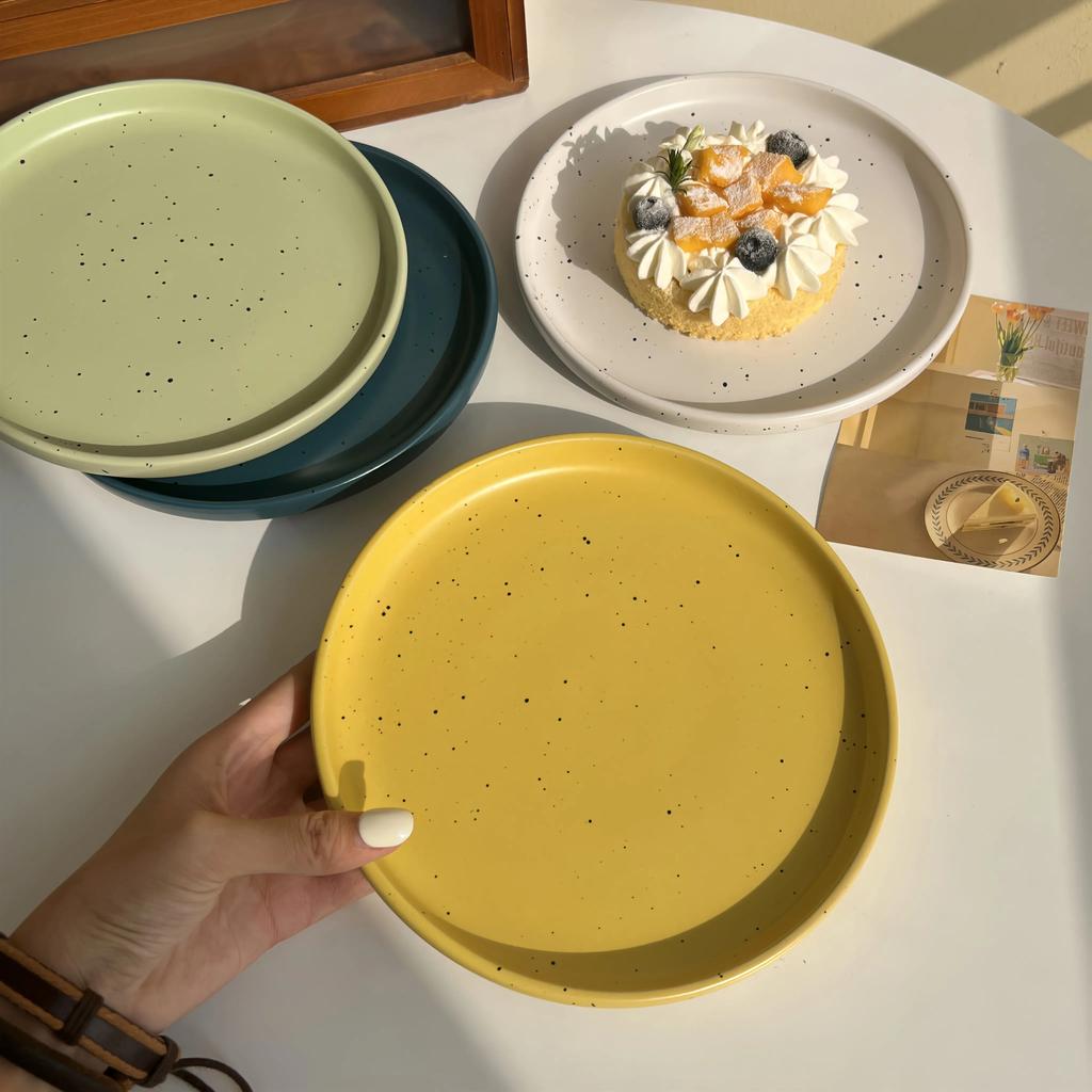 Ins Style Vintage Ceramic Plates Restaurant Western Steak Pasta Plate Simple Household Fruit Dessert Snack Tray