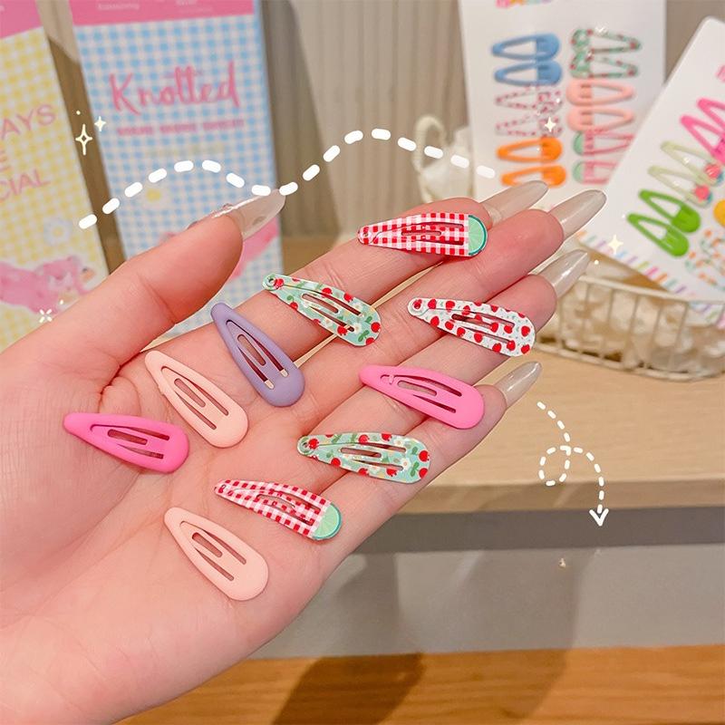 6/12pcs Children Sweet Cute Colorful Water Drop Hair Side Clips Baby Girls Sweet Alloy Barrettes Hairpins Kids Hair Accessories