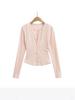 Women's Slim-Fit Korean Style Waist-Cinching Cardigan and T-Shirt Set