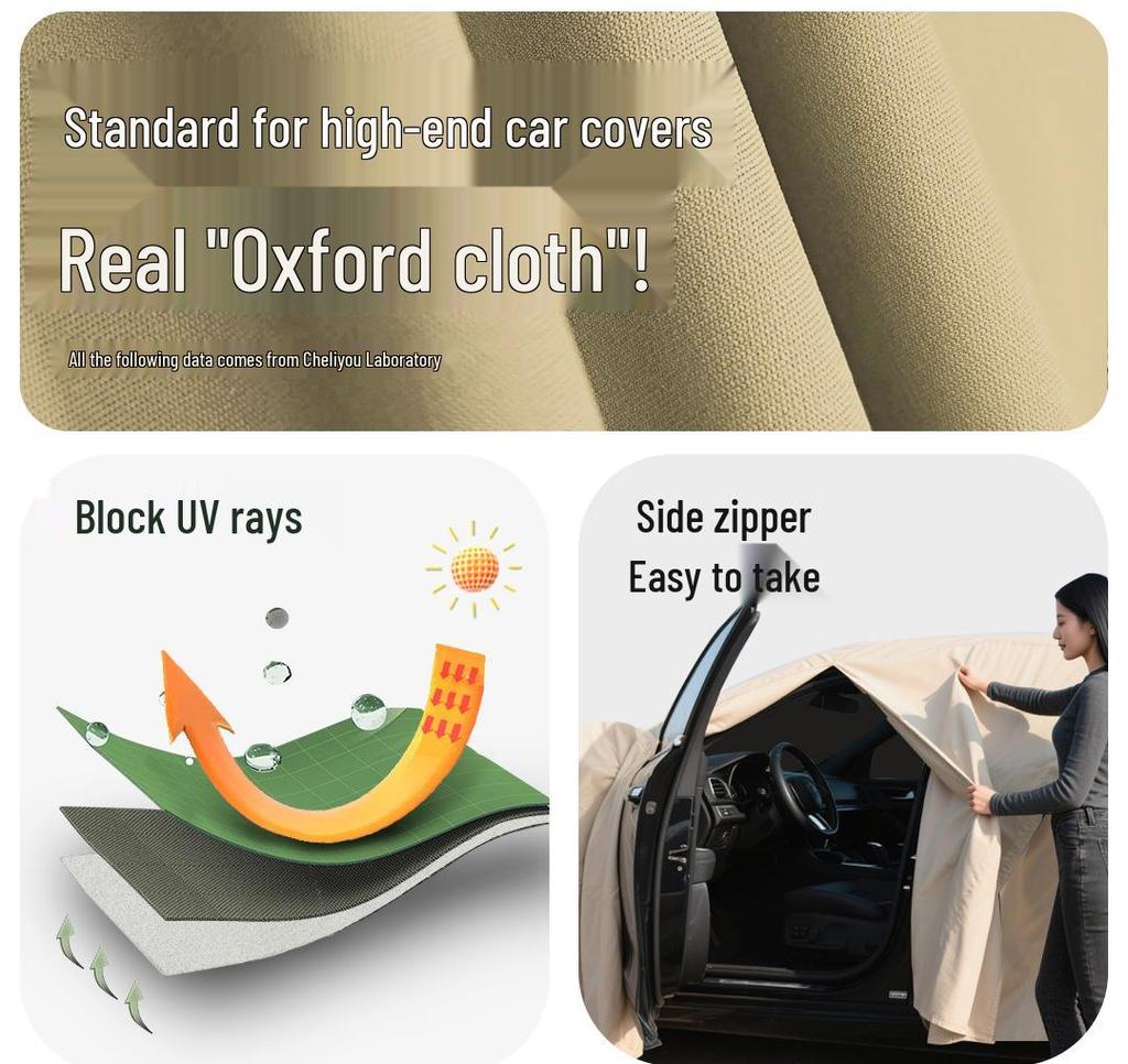 Universal All-Season Oxford Cloth Car Cover: Sun, Rain & Dust Protection with Heat Insulation & Sun Shade