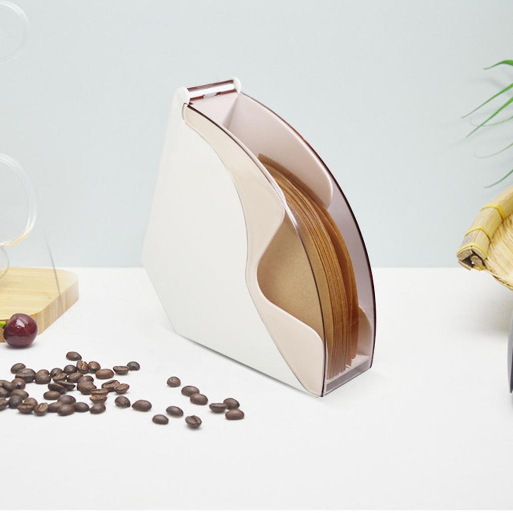 Coffee Filter Paper Storage Box Dustproof Plastic Filter Paper Rack Hand Brewed Coffee Filter Holder with Cover White