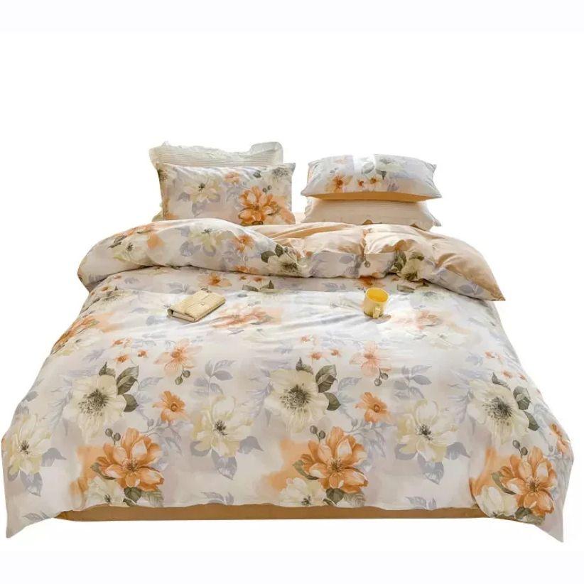 Duvet Cover Set for Double Bed 100% Cotton Quilt Cover Comforter Covers with 2pc Pillowcase Luxury Flower Printed Bedding Set