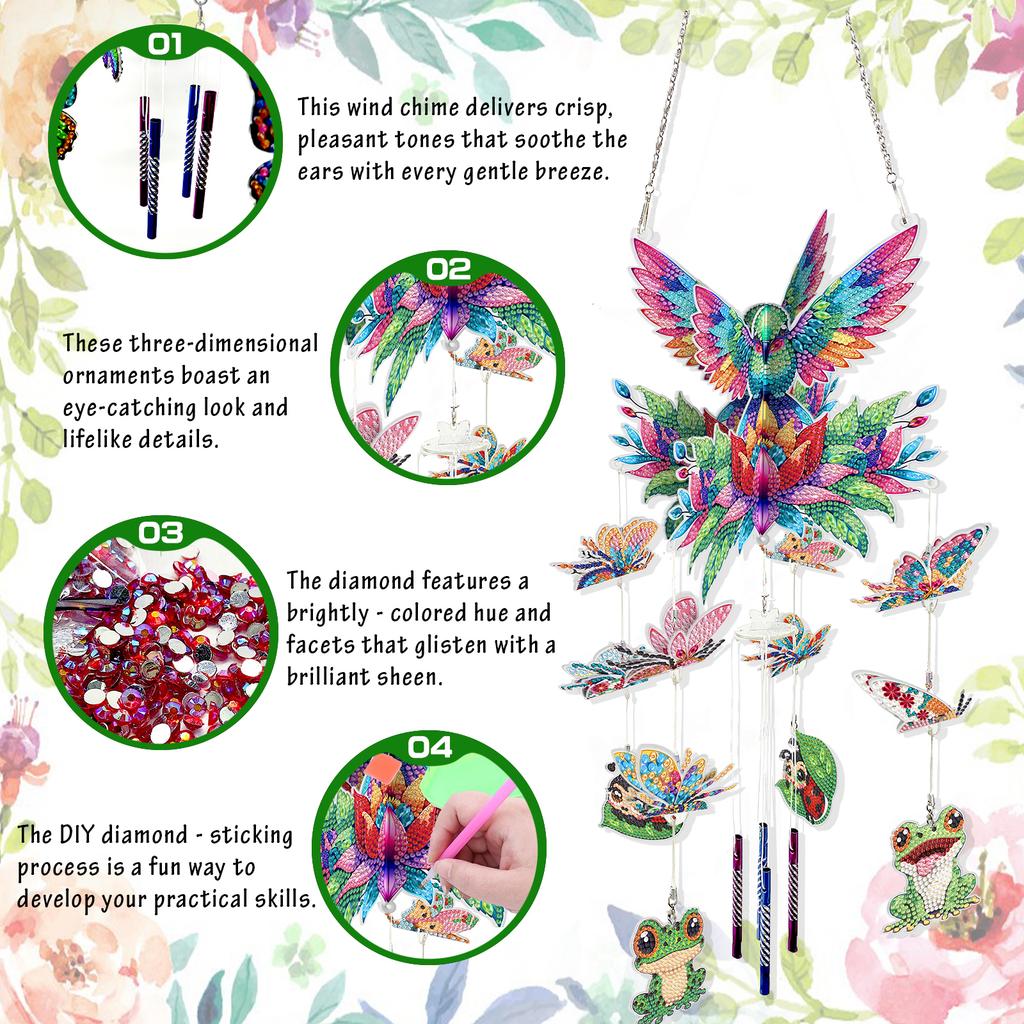 Garden DIY Acrylic Crystal Diamonds Painting Suncatcher W/ Crystal Pendant Diamond Art Painting Hanging Ornament Home Decor