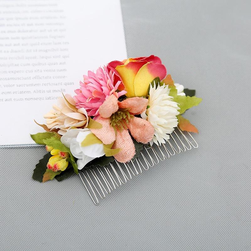 Bohemia Brides Wedding Flower Hair Comb Hairpin Bridesmaid Headdress Hair Combs Hair Accessories For Women Girls Floral Hairpins
