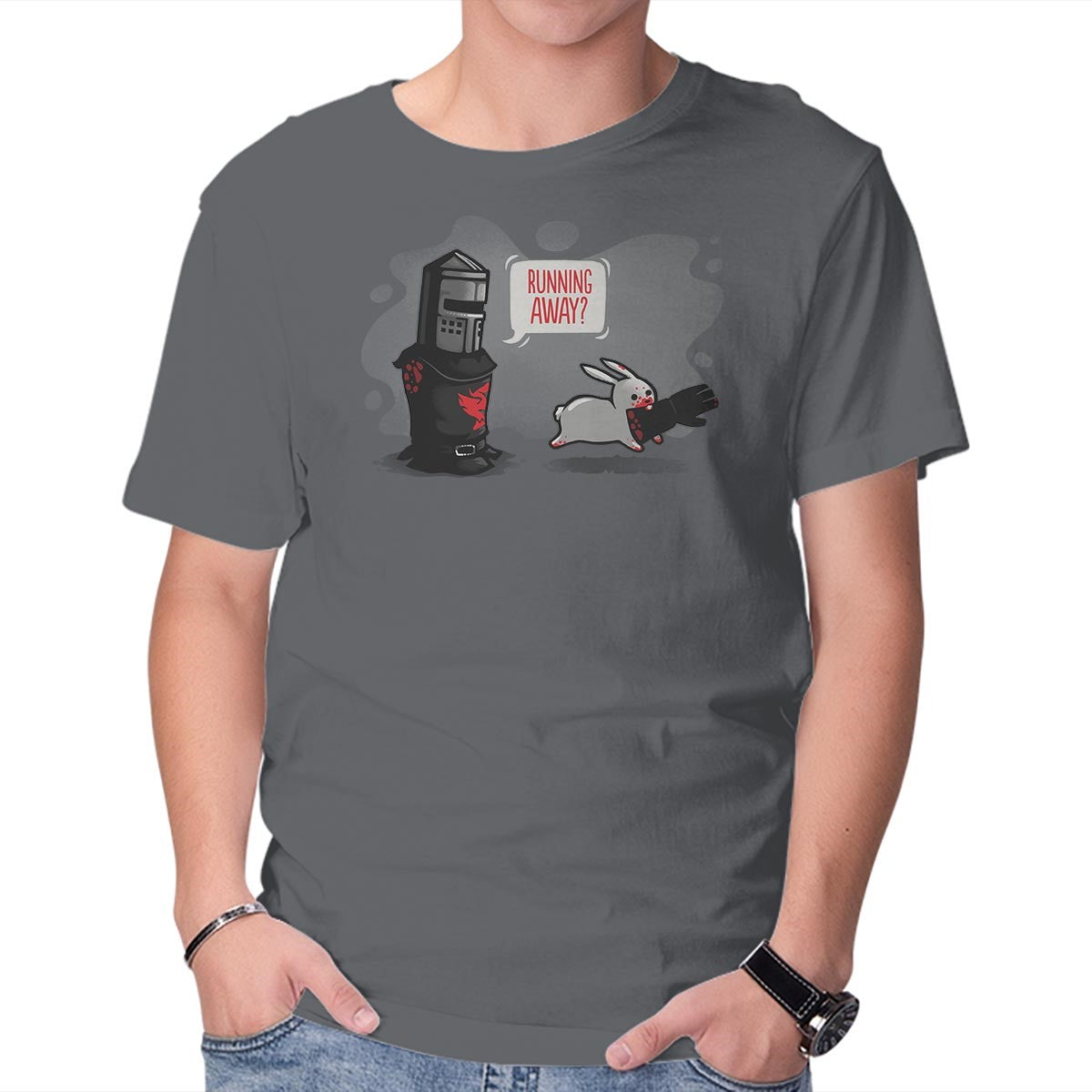 Unisex Crew Neck T-Shirt Running Away? Graphic Short Sleeve Casual Tee XS