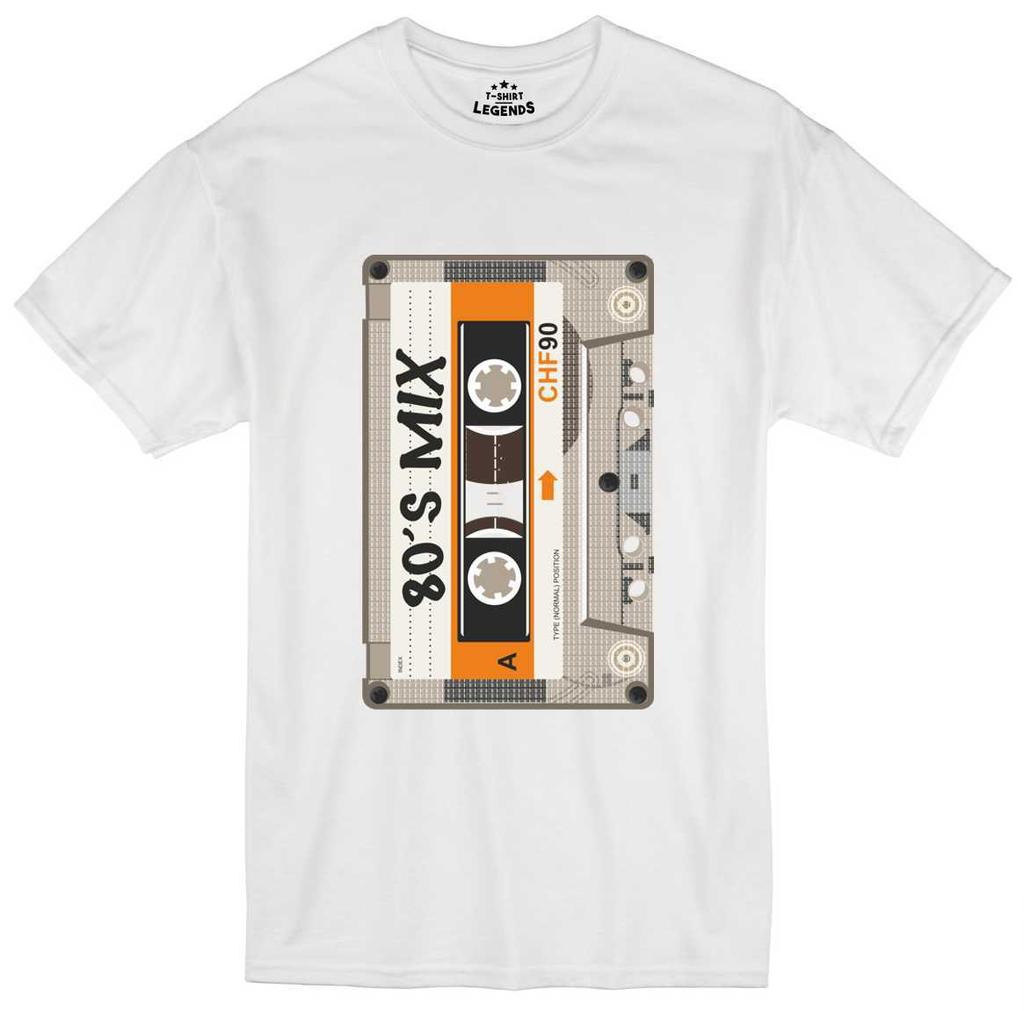 T-Shirt Années 80 C90 Cassette Mix Tape Rétro Musique Homme Coupe Régulière