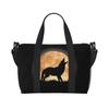 Howling Wolf Moon Print Travel Duffel Bag Unisex Workout Weekender Overnight Bag Large Capacity Lightweight Casual Carry On Bags