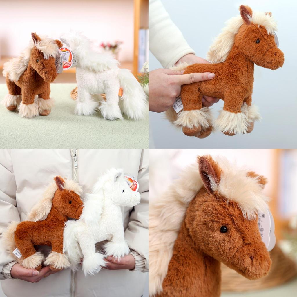 Cute White And Brown Horse Plush Toy For Bedroom Decor