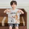 Boys Cotton Short Sleeve Pajama Set Lightweight Sleepwear Kids Teens Home Outfit