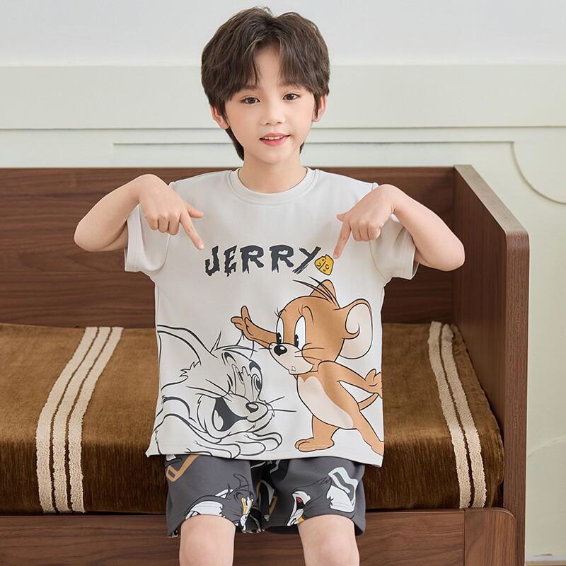 Boys Cotton Short Sleeve Pajama Set Lightweight Sleepwear Kids Teens Home Outfit