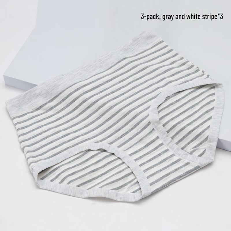 Women s High-Waist Striped Breathable Briefs (3-Pack) M (165)