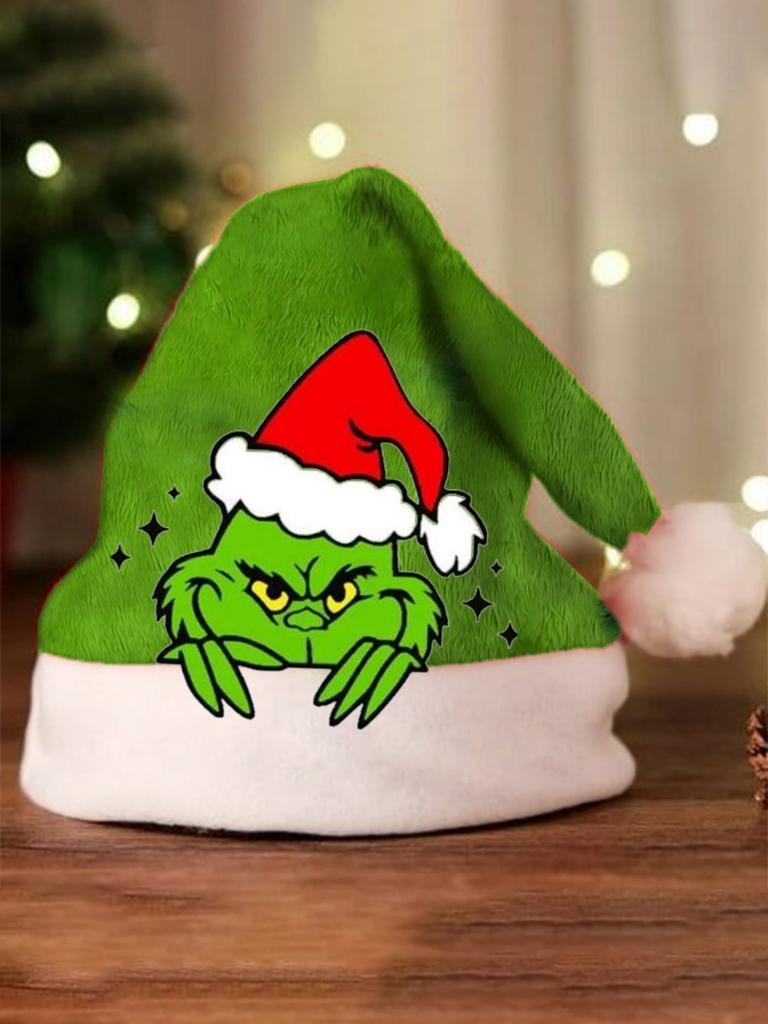 Grinch Green Christmas Hat With Thick Double Sided Velvet For Winter Holiday Celebration