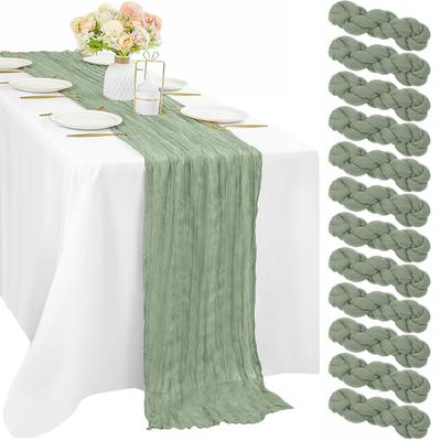 90*180cm Cheesecloth Bohemian Polyester Table Runners, Pleated Atmospheric Table Runner, Home Dining Table Room Wedding Decor