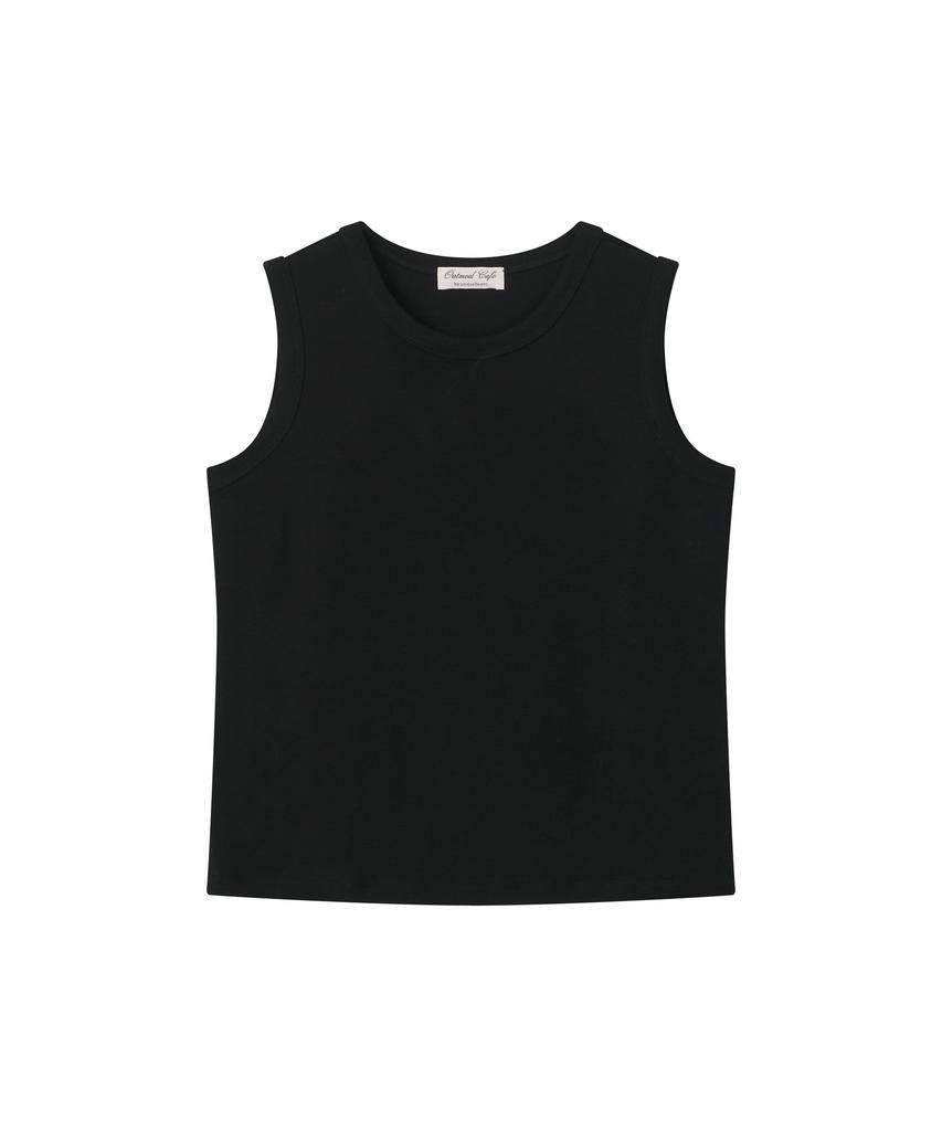 Oteumilkape Cotton Slim Sleeveless Top - Black