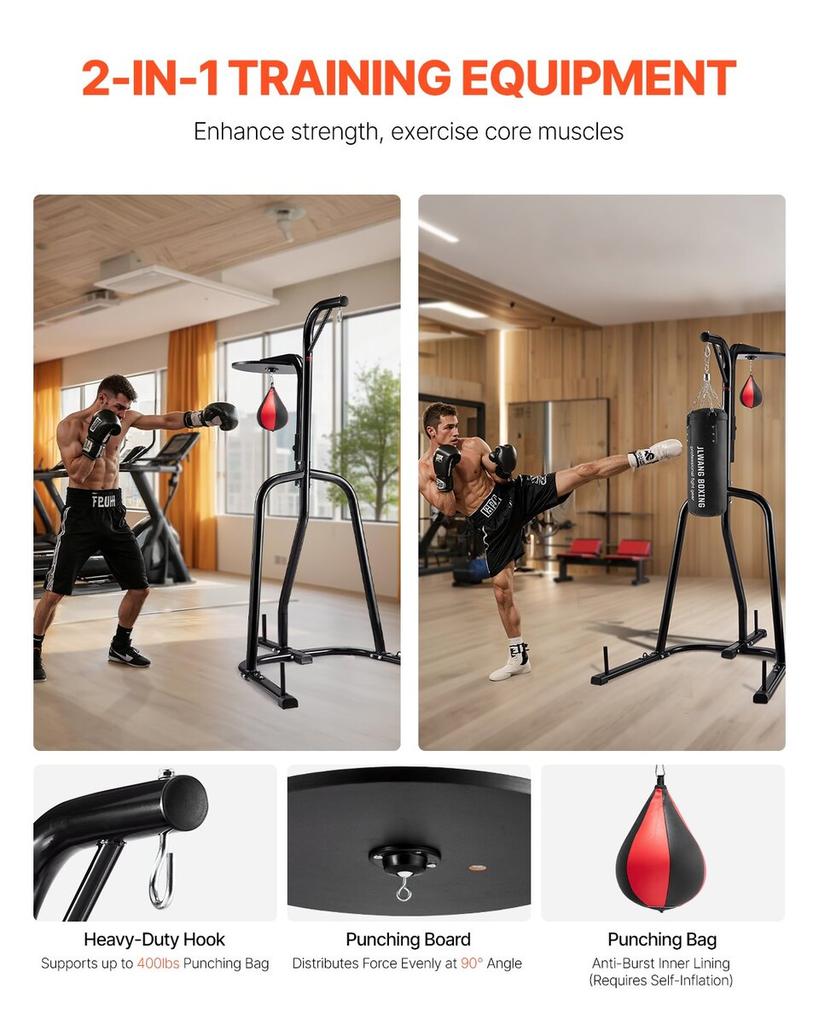 2 In 1 Heavy Duty Punching Bag Frame Boxing Punching Fitness Stand Steel