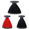 Vintage Polka Dot Halter Neck Dress With Puffed Sleeves For Date Night And Party Wear