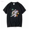 Astronaut Space Planets Graphic Print T-shirt