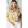 DAFIFY Women's Fashion Casual Spring Autumn Plaid Print Long Sleeve POLO Neck Blouses & Shirts