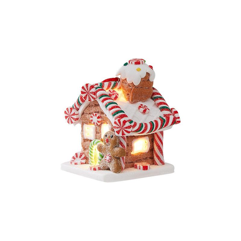 Gingerbread House Tree Topper Light Up Mini Gingerbread House Ornaments Soft Clay Fairy Tale Candy House For Christmas Tree