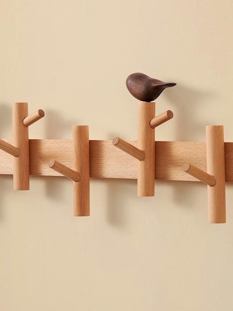 Creative Clothes Hanger Foyer Entrance Wood Hangers Multifunctional Bag Key Coat Hook Wall Mount Coat Racks Hanging Organizers