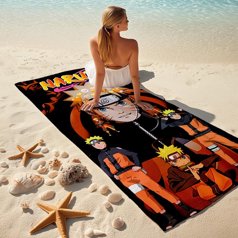 Japanese Anime Cartoon NARUTO Famous Uzumaki Naruto  Beach Towel Outdoor Camping Beach Towel for Vacation Swim Outdoor Pool Absorbent Bath Towel Y14