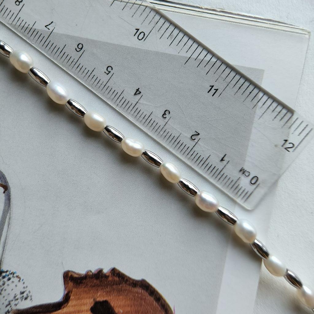 Серебряный браслет с натуральным жемчугом барочным, вес изделия 5,42 гр (2184980)