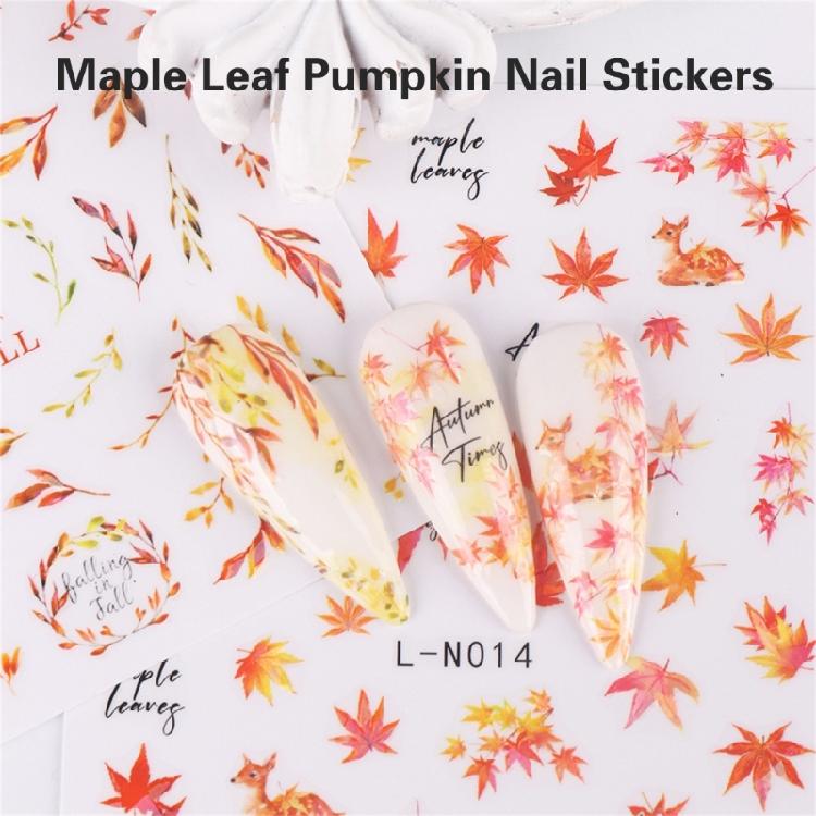 Elegant Ginkgo and Maple Leaf Nail Art Stickers 6 Sheets Easy Apply Nail Decals Women's Nail Decoration for Autumn Nail