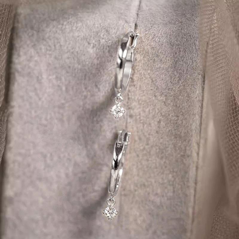 Gold Plated Mini Huggie Hoop Earrings with Solitaire CZ Drop, Dainty Dangling Crystal Earrings for Women
