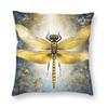Magische goldene Libelle quadratischer Kissenbezug Polyester Leinen Samt bedruckt Reißverschluss Dekor Zierkissenbezug Sofakissenbezug