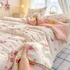 Cartoon Printed Wrinkled Yarn Summer Quilts Cozy Single and Double Air-Conditioned Quilt Cooling Breathable Home Soft Bedspread