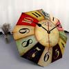 1pc Cafe de la Tour Vintage Wall Clock with 8 Metal Spokes, Plastic Handle, Auto Open/Closed Umbrella - Fashion Pattern, Portable Foldable S