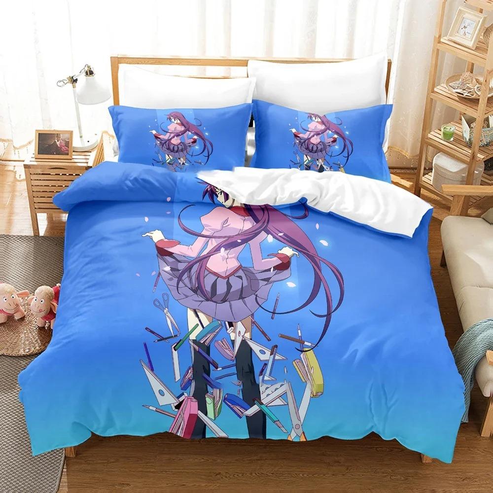3D Print Bakemonogatari Bedding Set Single Twin Full Queen King Size Duvet Cover For Adults Boys Bedroom Anime