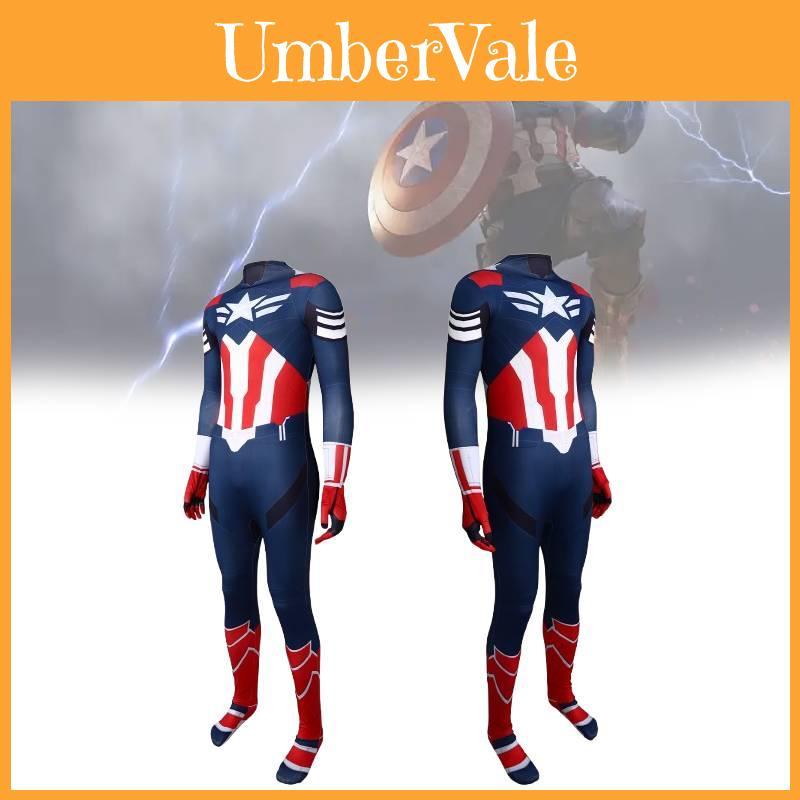 Costume Integrale da Capitano America Marvel Realizzato in Poliestere per Eventi Cosplay