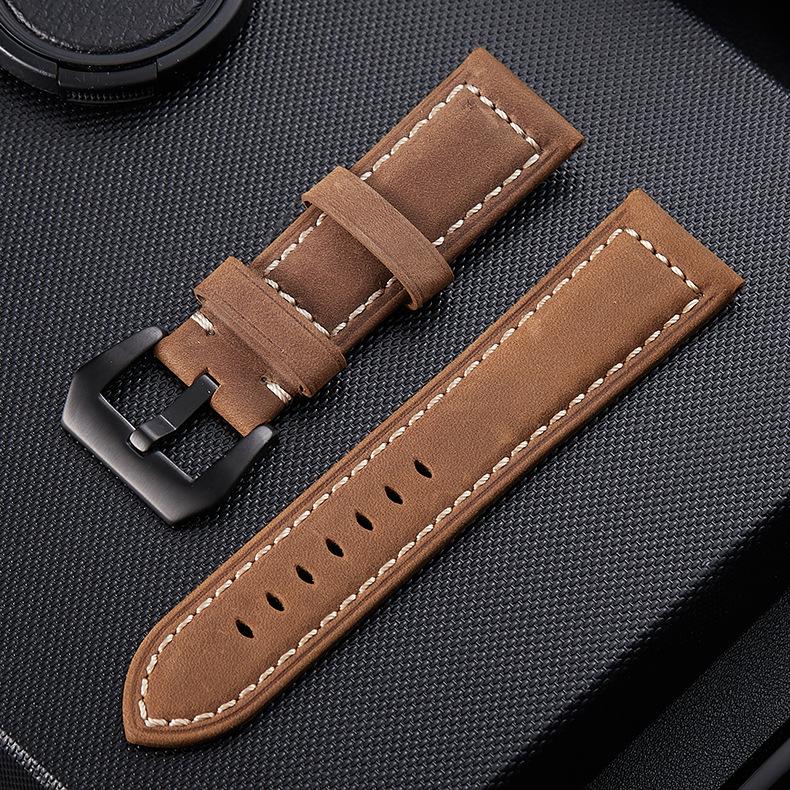 20 22 24 26mm Watch Accessory Suitable for Samsung Leather Watchband Sports Men Hand Made Watch Band