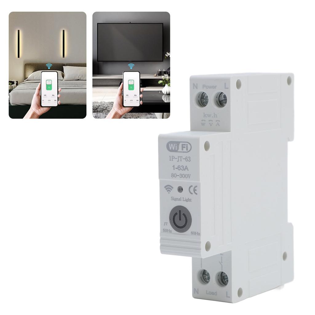 WiFi Smart Circuit Breaker Smart Meder Breaker WiFi Enabled Circuit Breaker 1-63A Remote Modes Timer Overload   with App Control for Smart Ho