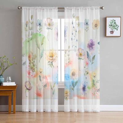 Perdele Transparente cu Flori Pictate Manual în Acuarelă pentru Sufragerie Decor Modern pentru Casă Perdea din Tul Perdele Voal pentru Dormitor