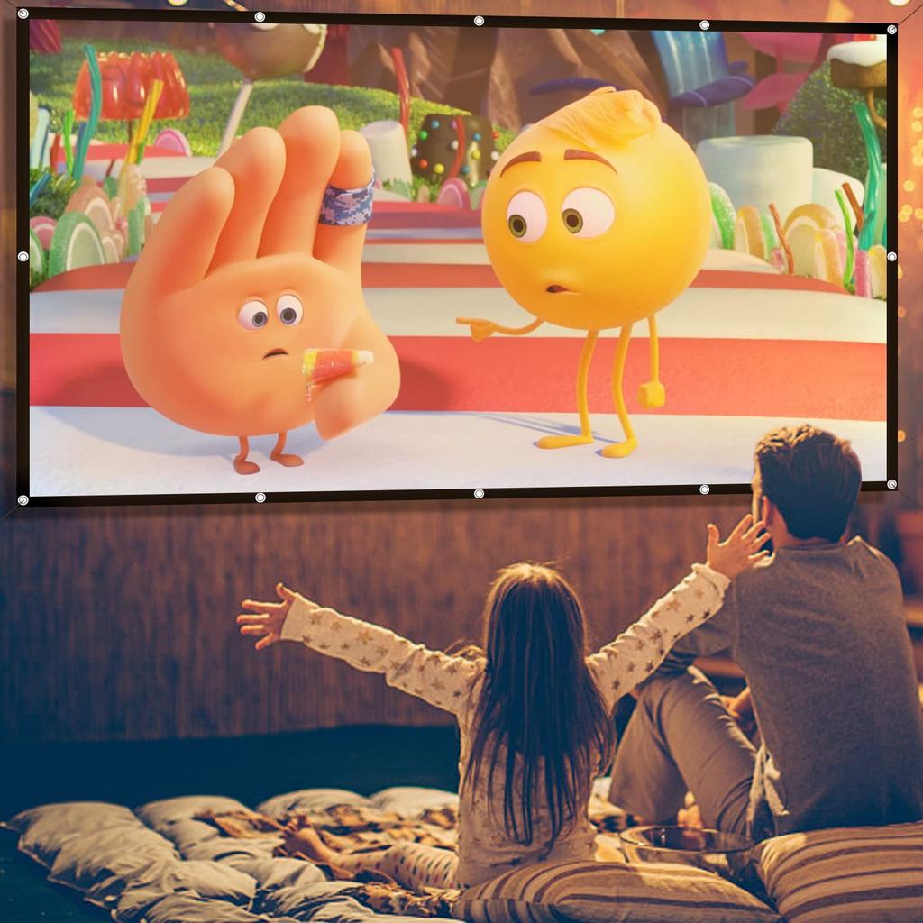 LNGOOR Projector Screen Wrinkle Free Installation Size Portable Home Theater Screen Projection Conference Classroom Outdoor Indoor Movie Screen