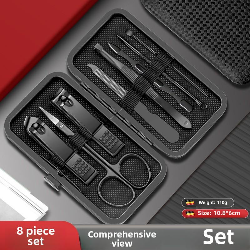 24-Piece Stainless Steel Nail Care Set - Black & Red